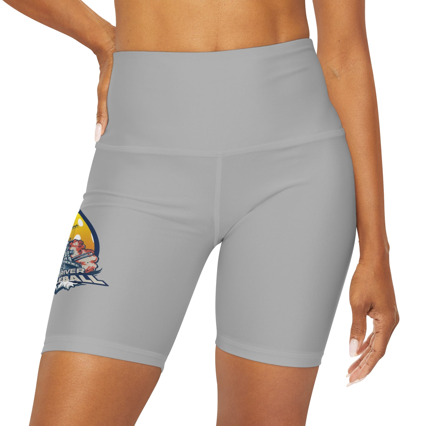 Waisted Yoga Shorts Light Grey