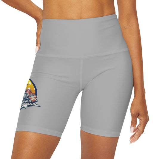 Waisted Yoga Shorts Light Grey