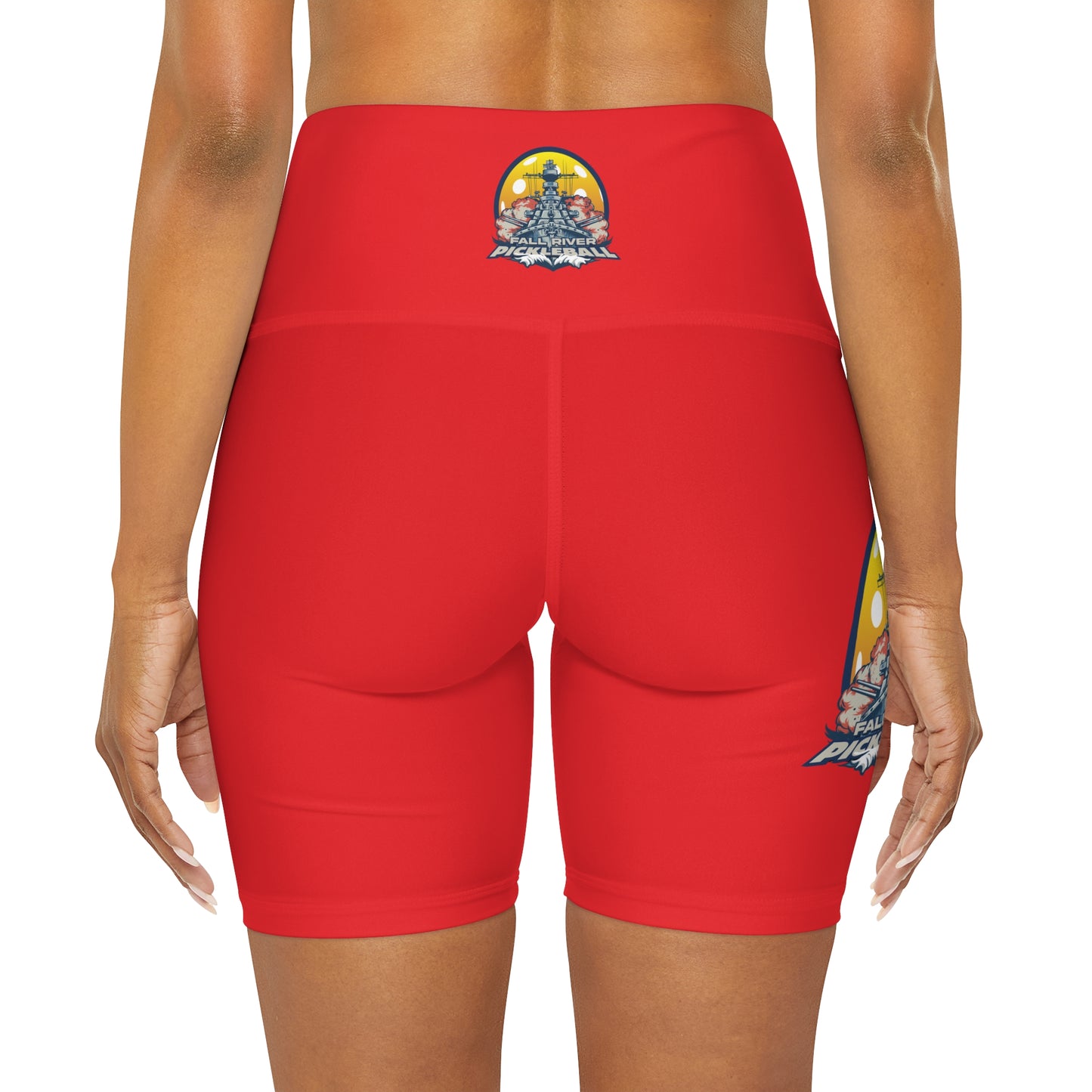 Waisted Yoga Shorts Red
