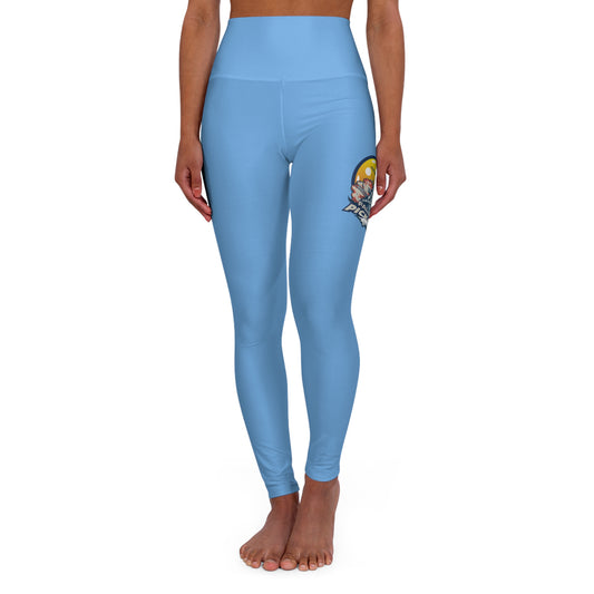 High Waisted Yoga Leggings Light Blue